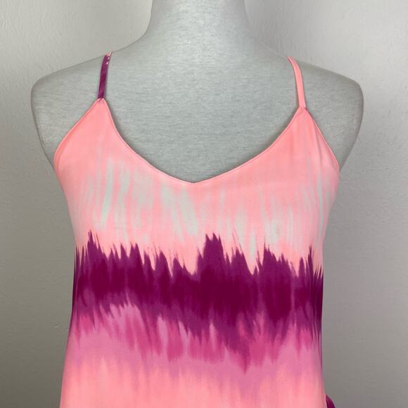 Buddy Love | Gigi Berry Colada Pink Purple Tie Dye Criss Cross Strap Peplum Tank - Picture 2 of 7